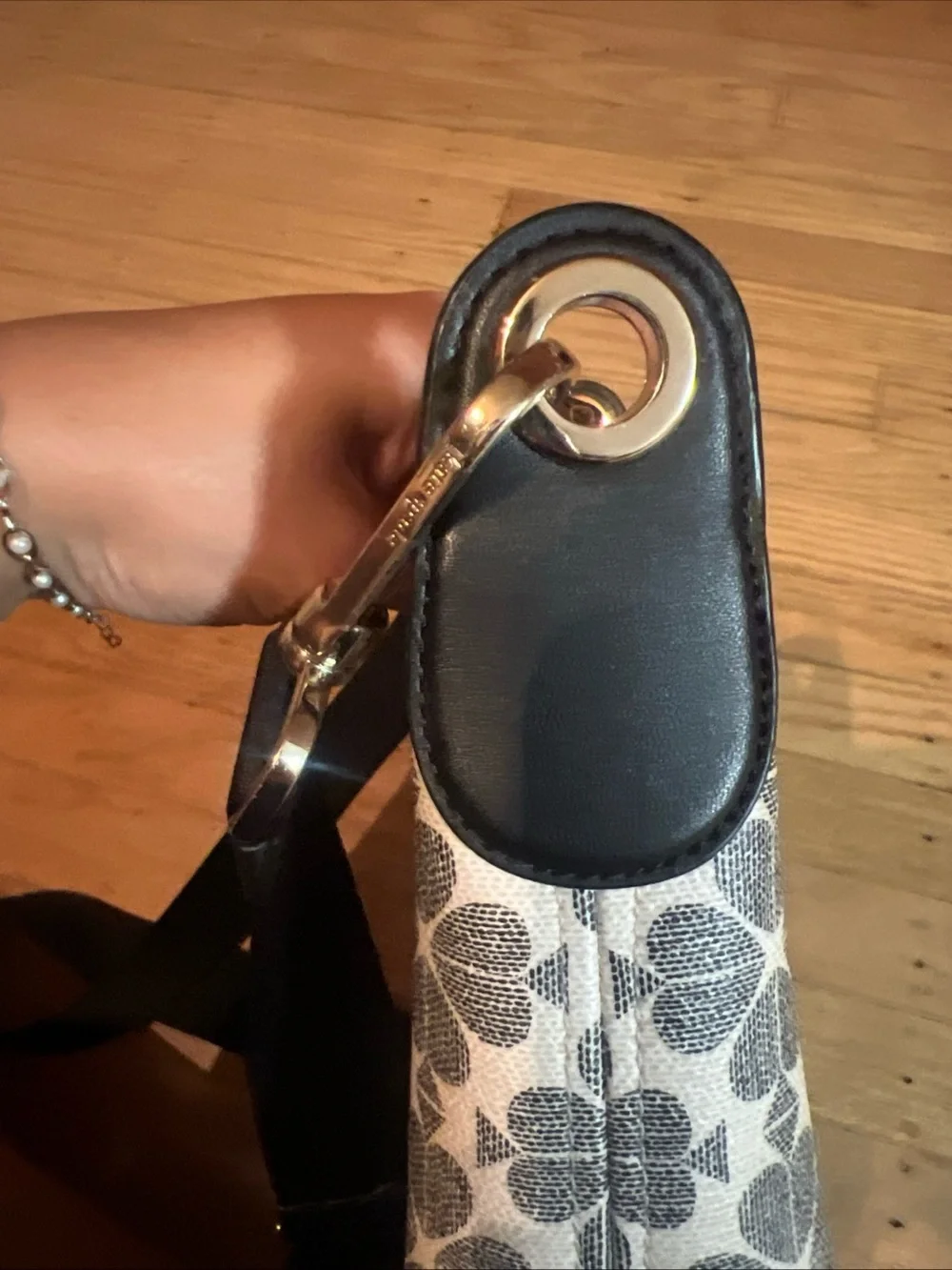 kate spade White and Black Floral Crossbody Bag